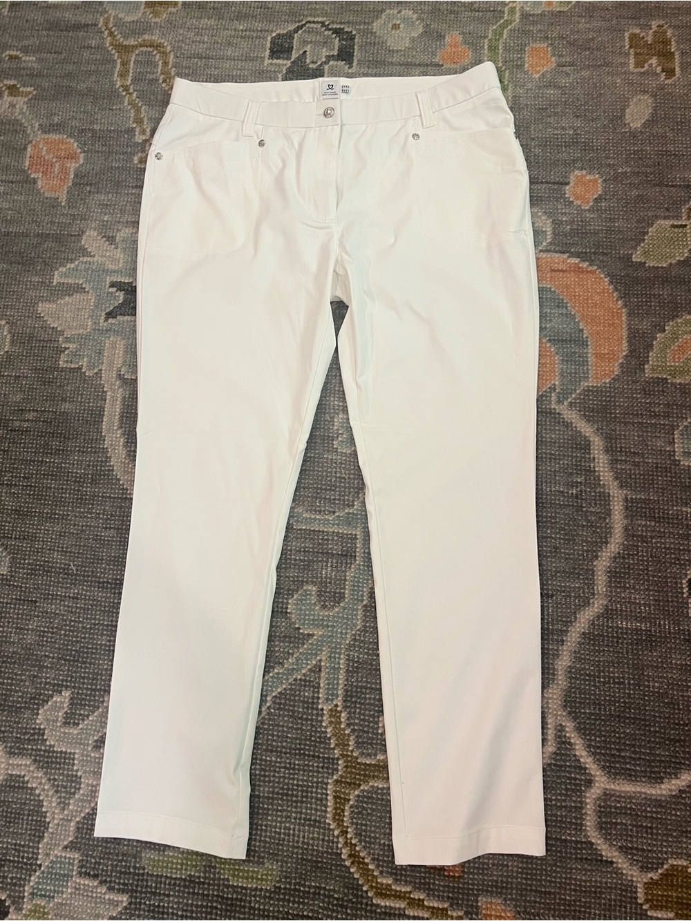Daily Sports White Performance Golf Pants with Heart Logo Detail